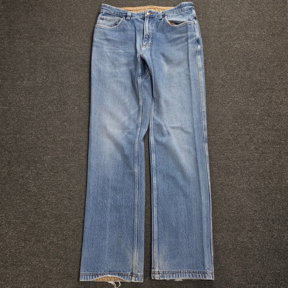 Duluth Trading Co Ballroom Jeans Mens 35x36 Blue Straight Leg Work Denim Gusset